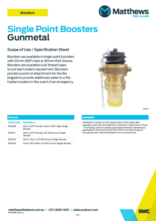 Single Point Booster Single Point Boosters – Gunmetal – Matthews Fire Alarm
